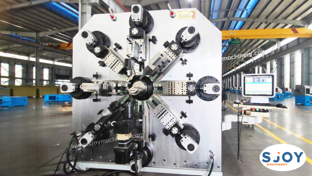 SJOY CNC camless spring machine with premium linear components and 2-year key parts warranty